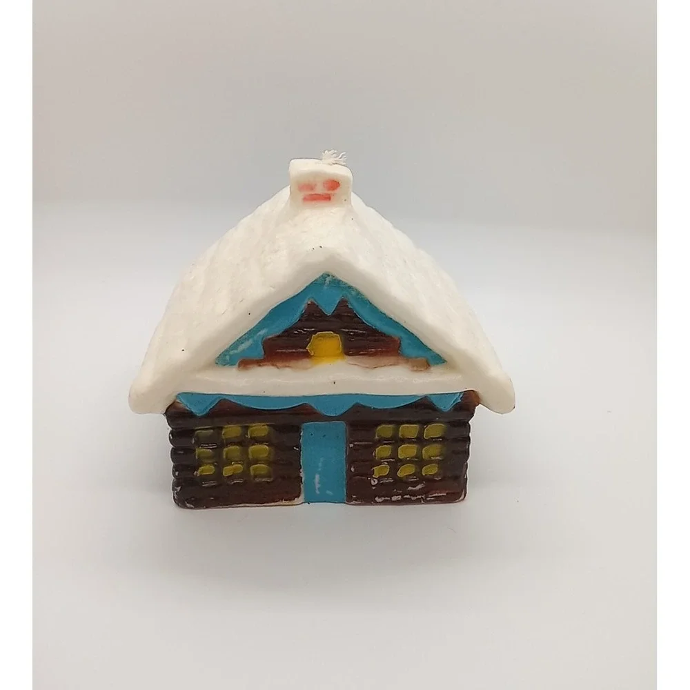 Vtg Christmas‎ Candle Swiss Chalet Fuller Bush Co. Unique Cabin Shaped Candle